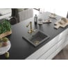 Mexen Milo single-bowl granite sink with Duero kitchen faucet, gray - 6505-71-671600-50