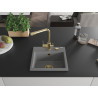Mexen Milo granite kitchen sink 1-bowl with Duero kitchen faucet, gray - 6505-71-671600-50