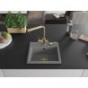 Mexen Milo single-bowl granite sink with Duero kitchen faucet, gray - 6505-71-671600-50