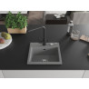 Mexen Milo granite kitchen sink 1-bowl with Duero kitchen faucet, gray - 6505-71-671600-70