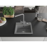 Mexen Milo granite kitchen sink 1-bowl with Duero kitchen faucet, gray - 6505-71-671600-71