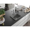 Mexen Milo granite single-bowl sink with Duero kitchen faucet, gray - 6505-71-671600-71