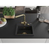 Mexen Milo 1-bowl granite sink with Duero kitchen faucet, black/silver metallic - 6505-73-671600-50