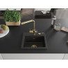 Mexen Milo granite kitchen sink 1-bowl with Duero kitchen faucet, black/gold metallic - 6505-75-671600-50