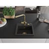 Mexen Milo granite sink single bowl with Duero kitchen faucet, black/gold metallic - 6505-75-671600-50