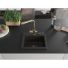 Mexen Milo granite kitchen sink 1-bowl with Duero kitchen faucet, black/golden metallic - 6505-75-671600-50-B
