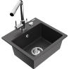 Mexen Milo granite kitchen sink 1-bowl with Duero kitchen faucet, black speckled - 6505-76-671600-00