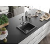 Mexen Milo 1-bowl granite kitchen sink with Duero faucet, speckled black - 6505-76-671600-00