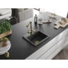 Mexen Milo 1-bowl granite sink with Duero kitchen faucet, black speckled - 6505-76-671600-50