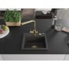 Mexen Milo 1-bowl granite sink with Duero kitchen faucet, black speckled - 6505-76-671600-50