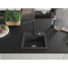 Mexen Milo 1-bowl granite sink with Duero kitchen faucet, black speckled - 6505-76-671600-70