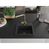 Mexen Milo 1-bowl granite sink with Duero kitchen faucet, black - 6505-77-671600-50-B