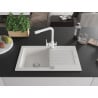 Mexen Pablo granite kitchen sink 1-bowl with drainer and Duero kitchen tap, white - 6510-20-671600-20