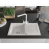 Mexen Pablo Granite Sink 1-Bowl with Drainer and Duero Kitchen Faucet, White - 6510-20-671600-20