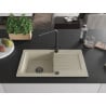 Mexen Pablo 1-chamber granite sink with drainer and Duero kitchen faucet, beige - 6510-69-671600-70