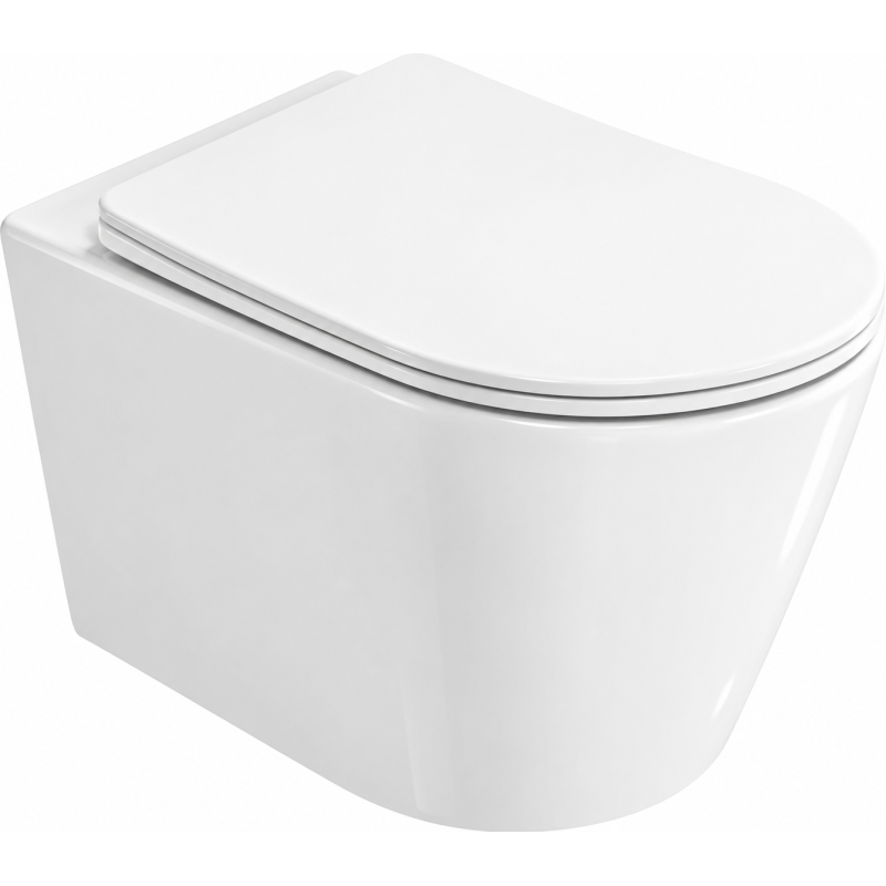 Mexen Rico 2.0 Rimless Tornado WC Bowl with Soft-Close Slim Seat, Duroplast, White Gloss - 3072L4000T