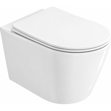Mexen Rico 2.0 Rimless Tornado WC Bowl with Soft-Close Slim Seat, Duroplast, White Gloss - 3072L4000T