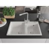 Mexen Tomas 2-compartment granite sink with a kitchen mixer tap Duero, White - 6516-20-671600-00