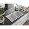 Mexen Tomas 2-bowl granite kitchen sink with Duero faucet, white - 6516-20-671600-00