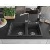 Mexen Tomas 2-chamber granite sink with Duero kitchen faucet, black speckled - 6516-76-671600-00