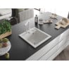 Mexen Vito 1-bowl granite sink with Duero kitchen tap, white - 6503-20-671600-20