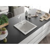 Mexen Vito granite single-bowl sink with Duero kitchen faucet, white - 6503-20-671600-20