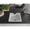 Mexen Vito 1-bowl granite sink with Duero kitchen faucet, white - 6503-20-671600-70