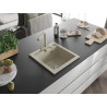 Mexen Vito granite kitchen sink 1-bowl with Duero kitchen faucet, beige - 6503-69-671600-69