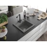 Mexen Vito granite sink 1-bowl with Duero kitchen tap, grey - 6503-71-671600-70
