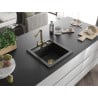 Mexen Vito 1-bowl granite kitchen sink with Duero tap, black/silver metallic - 6503-73-671600-50