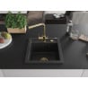 Mexen Vito 1-bowl granite kitchen sink with Duero tap, black/silver metallic - 6503-73-671600-50