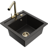 Mexen Vito single-bowl granite sink with Duero kitchen faucet, black/gold metallic - 6503-75-671600-50