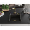 Mexen Vito 1-bowl granite sink with Duero kitchen faucet, black/golden metallic - 6503-75-671600-50
