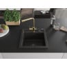 Mexen Vito 1-bowl granite kitchen sink with Duero tap, black/gold metallic - 6503-75-671600-50-B