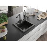 Mexen Vito 1-bowl granite sink with Duero kitchen faucet, black/gold metallic - 6503-75-671600-70