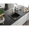 Mexen Vito 1-bowl granite sink with kitchen faucet Duero, black - 6503-77-671600-50