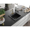 Mexen Vito 1-bowl granite sink with Duero kitchen faucet, black - 6503-77-671600-50-B