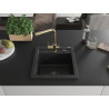 Mexen Vito 1-bowl granite sink with Duero kitchen faucet, black - 6503-77-671600-50-B
