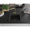 Mexen Vito granite kitchen sink 1-bowl with Duero kitchen tap, black - 6503-77-671600-50-B