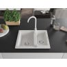 Mexen Carlos 1.5-bowl granite sink with Telma kitchen faucet, white - 6518-20-670200-20