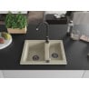 Mexen Carlos 1.5-bowl granite sink with Telma kitchen tap, beige - 6518-69-670200-70