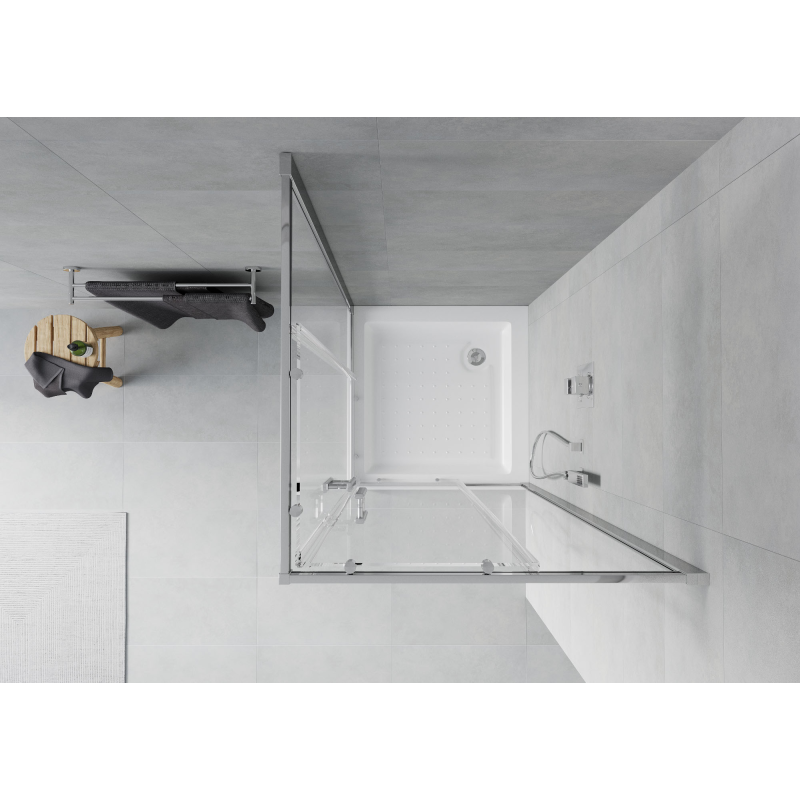 Mexen Rio square shower cabin 80 x 80 cm, transparent, chrome + tray, white - 860-080-080-01-00-4510