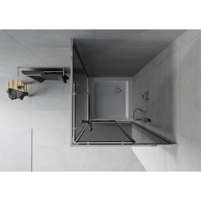Mexen Rio 90 x 90 cm square shower cabin, graphite, chrome + tray, white - 860-090-090-01-40-4510