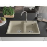 Mexen Tomas 2-bowl granite sink with Telma kitchen faucet, beige - 6516-69-670200-00