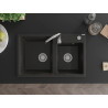 Mexen Tomas 2-chamber granite sink with Telma kitchen faucet, black/gold metallic - 6516-75-670200-00