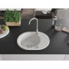 Mexen Kevin granite kitchen sink 1-bowl with drainer and kitchen faucet Telma, white - 6517-20-670200-00