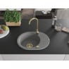 Mexen Kevin granite 1-bowl sink with drainer and kitchen faucet Telma, gray - 6517-71-670200-50