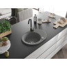 Mexen Kevin 1-bowl granite kitchen sink with drainer and Telma faucet, gray - 6517-71-670200-70