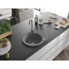 Mexen Kevin granite kitchen sink 1-bowl with drainer and Telma kitchen faucet, gray - 6517-71-670200-71