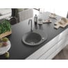 Mexen Kevin granite sink 1-bowl with drainer and Telma kitchen tap, grey - 6517-71-670200-71